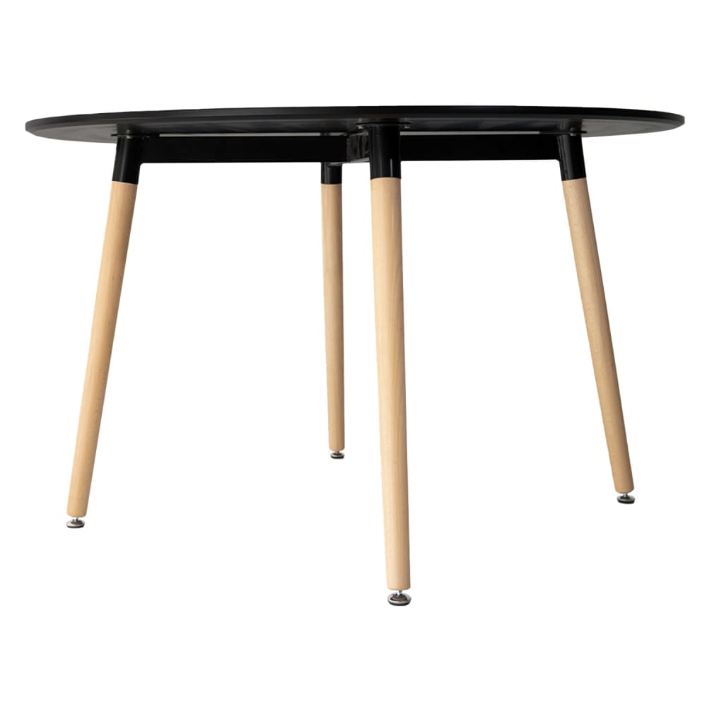 Table à manger ronde style scandinave noire et bois de hêtre