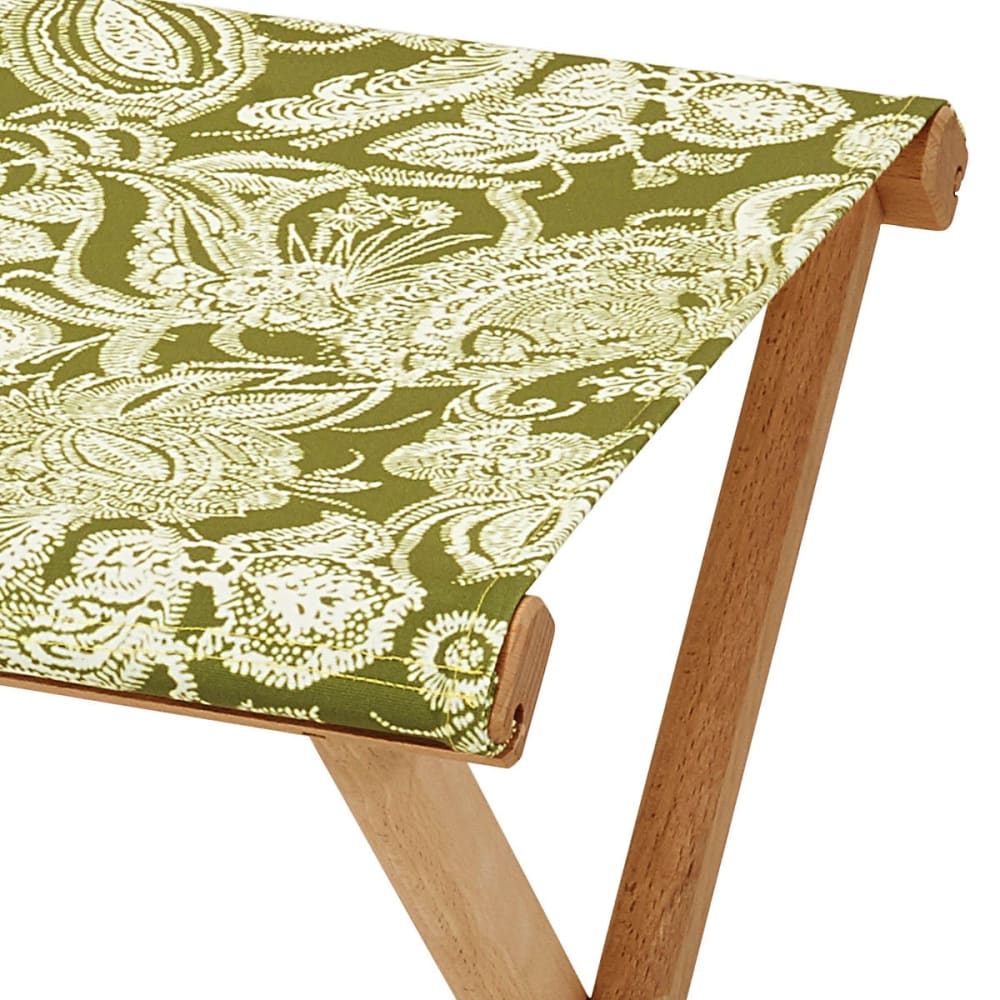 Pliant pêcheur en eucalyptus, toile outdoor, motif fleuri kaki - Maisons du Monde