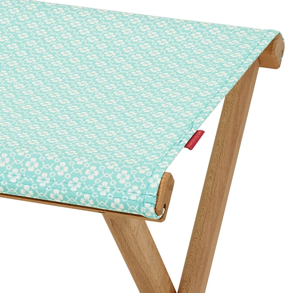 Pliant pêcheur en eucalyptus, toile outdoor, motif fleuri turquoise - Maisons du Monde
