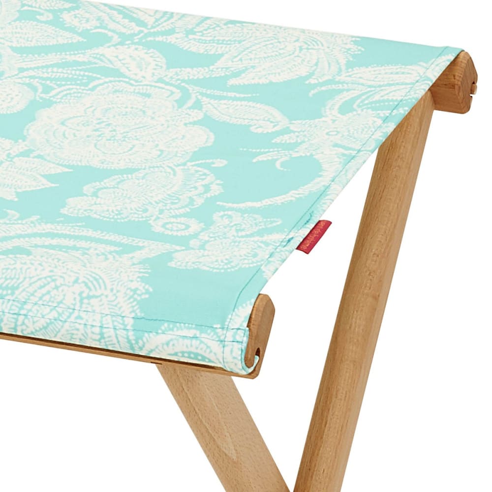 Pliant pêcheur en eucalyptus, toile outdoor, motif fleuri turquoise - Maisons du Monde