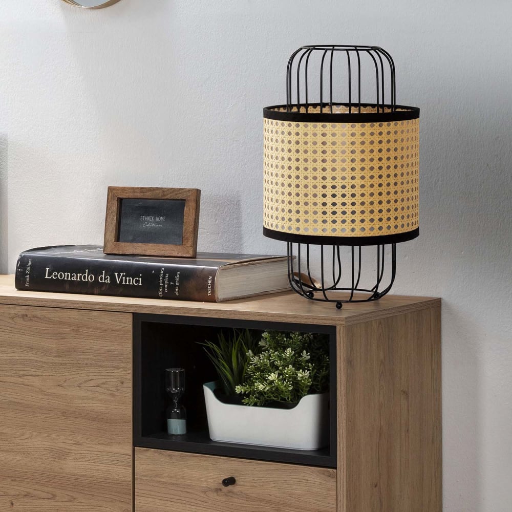 Lampe à poser en rotin synthétique, diamètre 38 cm — vue 3