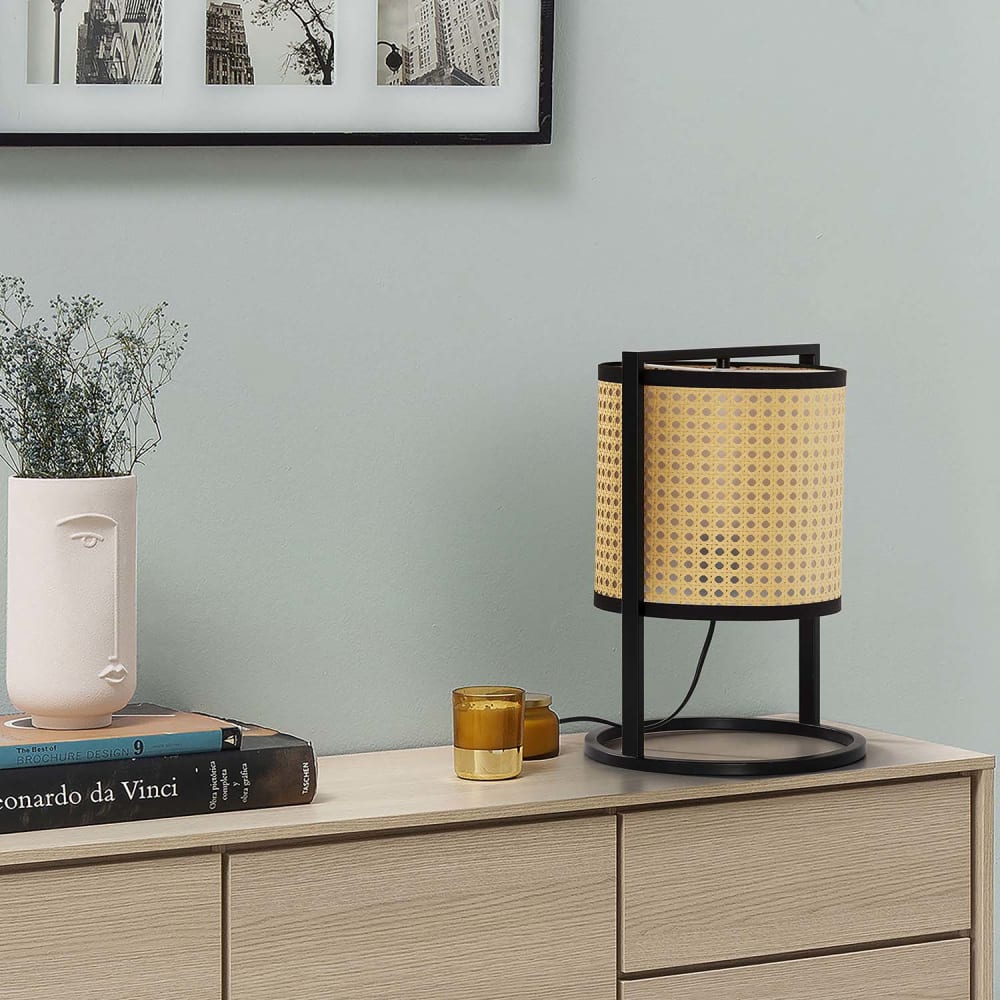 Lampe à poser en rotin synthétique, diamètre 38 cm