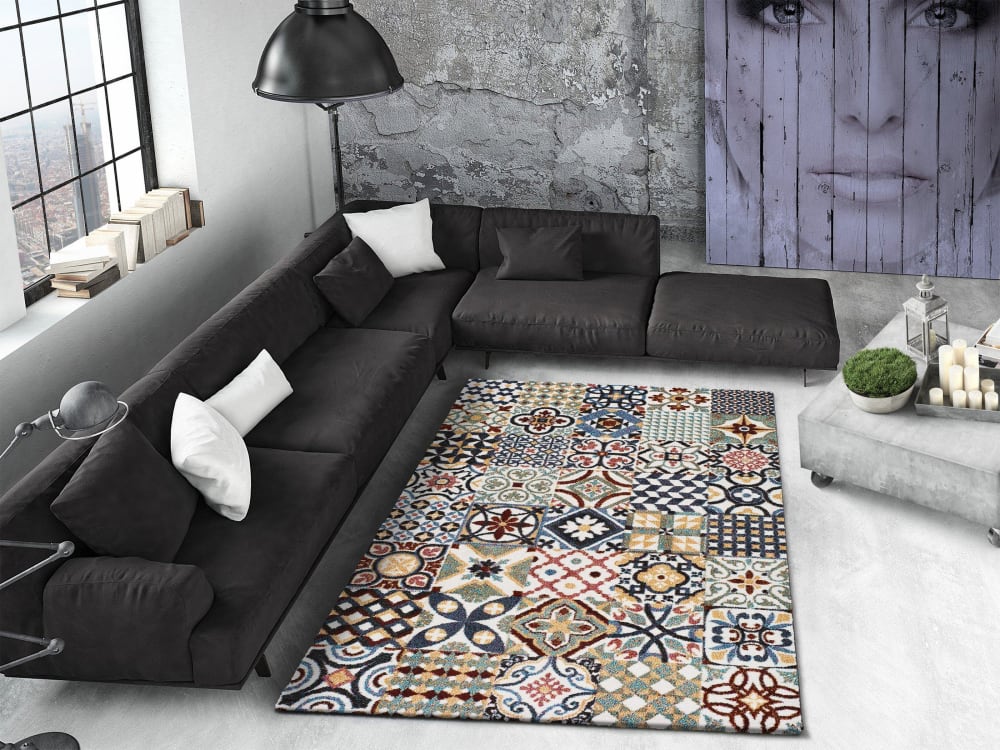 Tapis carreaux ciment multicolore 80x150 cm — vue 3