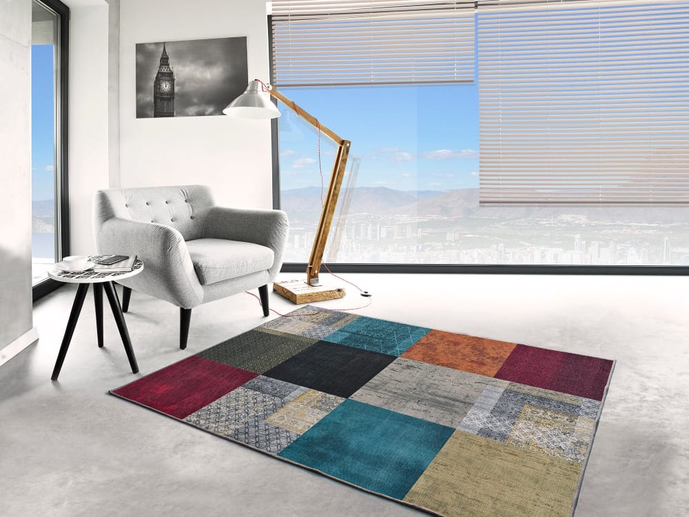 Tapis lavable patchwork multicolore 80x150 cm — vue 3