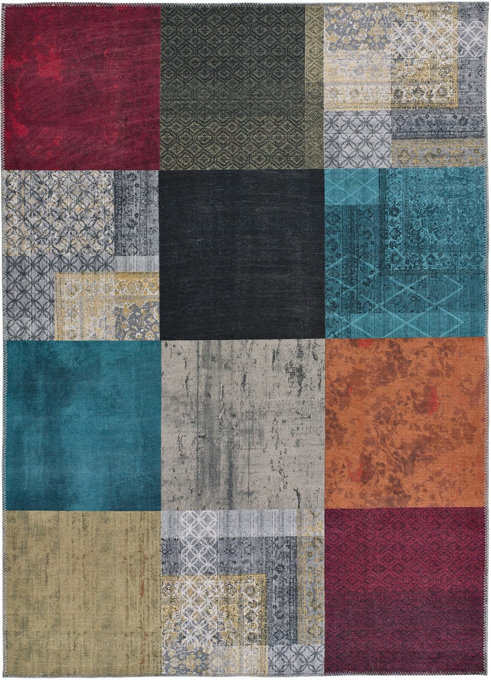 Tapis lavable patchwork multicolore 140x200 cm