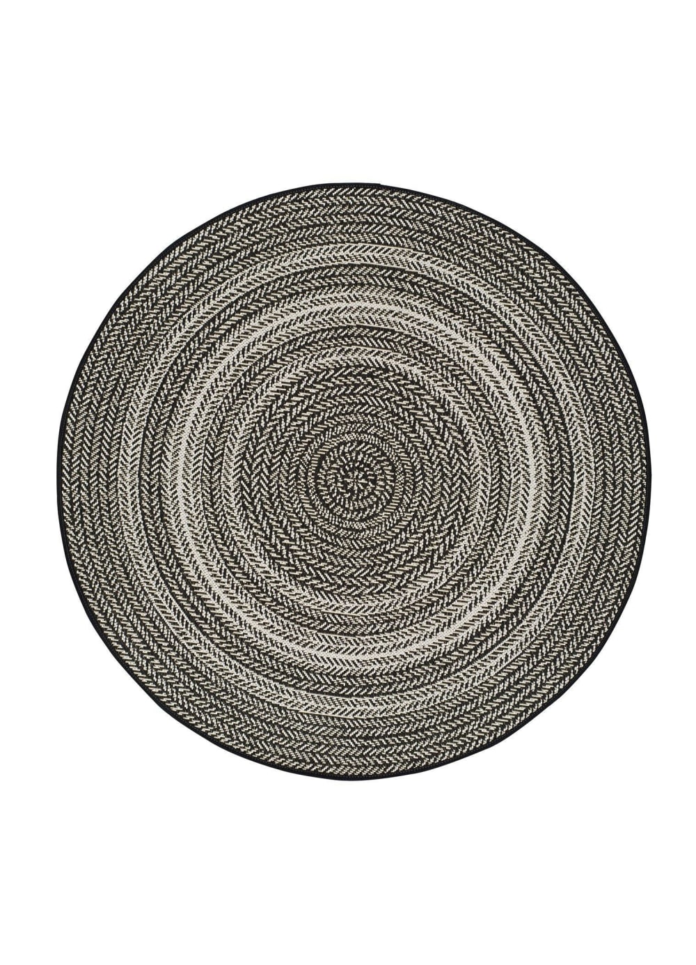 Tapis d'extérieur rond noir 120x120 cm