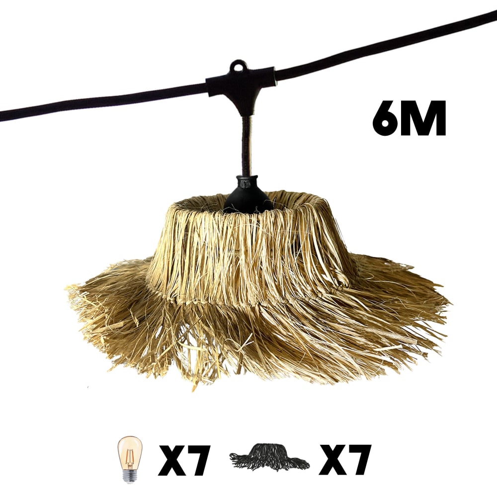 Guirlande lumineuse raccordable Paille Beige 6M