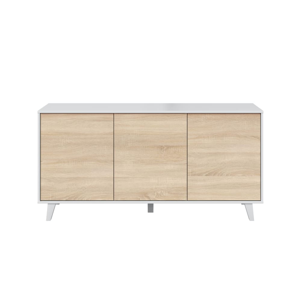 Buffet scandinave 3 portes L154cm - Blanc / Bois
