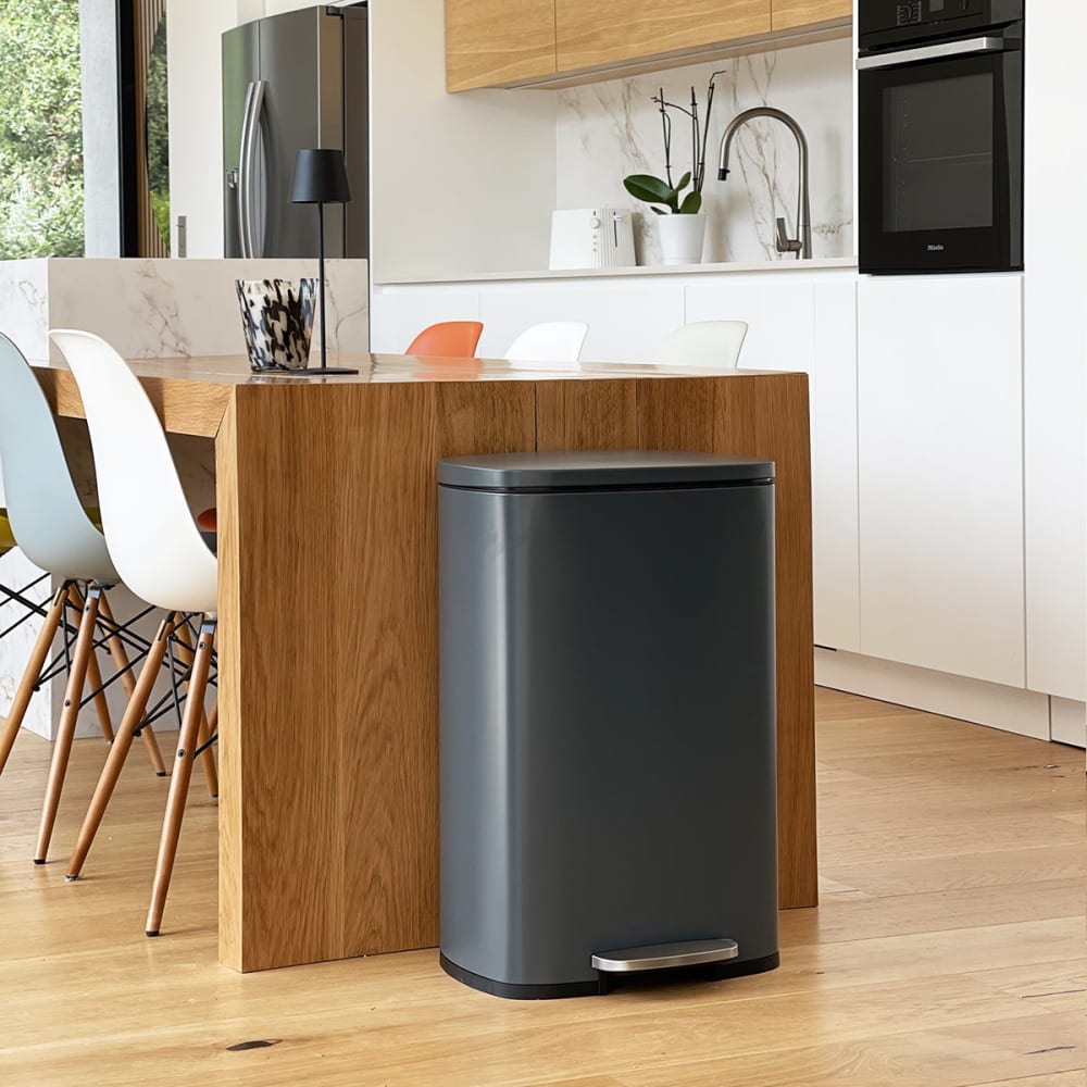 Kitchen Move Küchenmülleimer mit Pedal Grau 50l style modern Grau Stahl