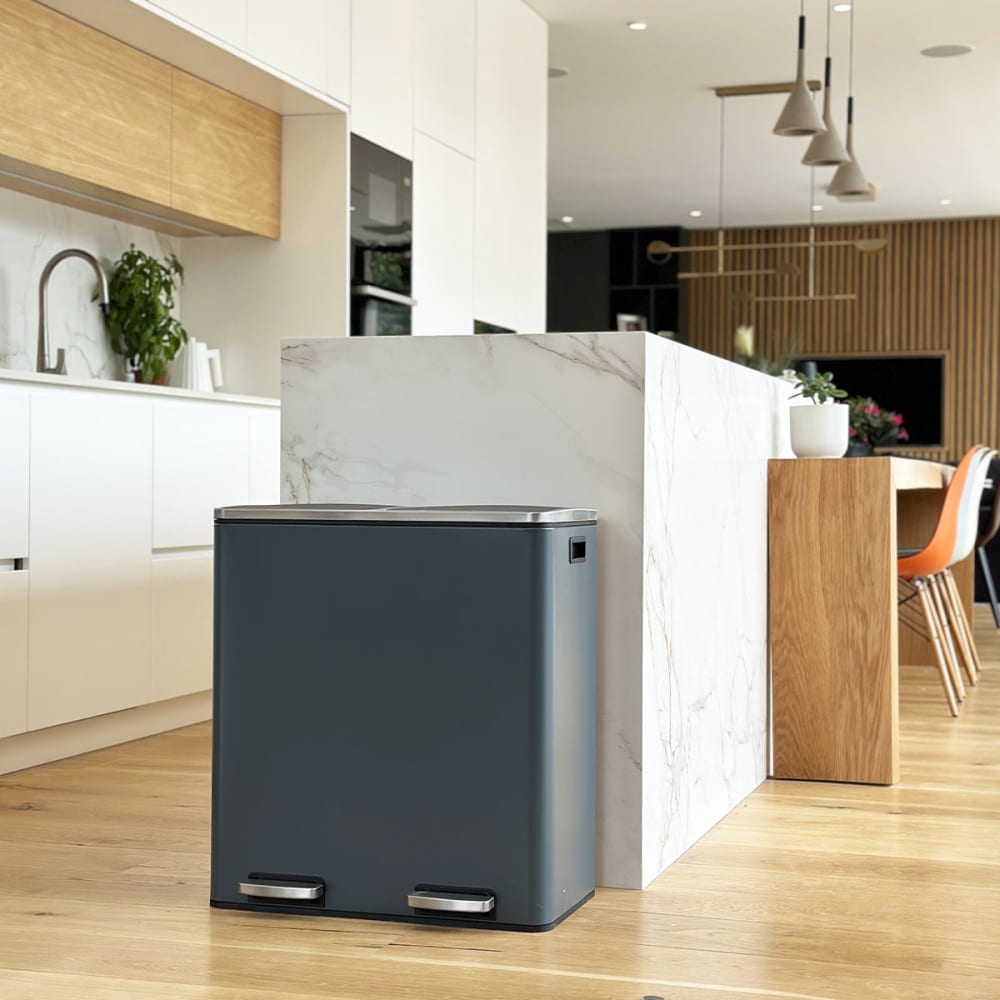 Kitchen Move Küchenmülleimer für Mülltrennung Grau 60l style modern Grau Stahl