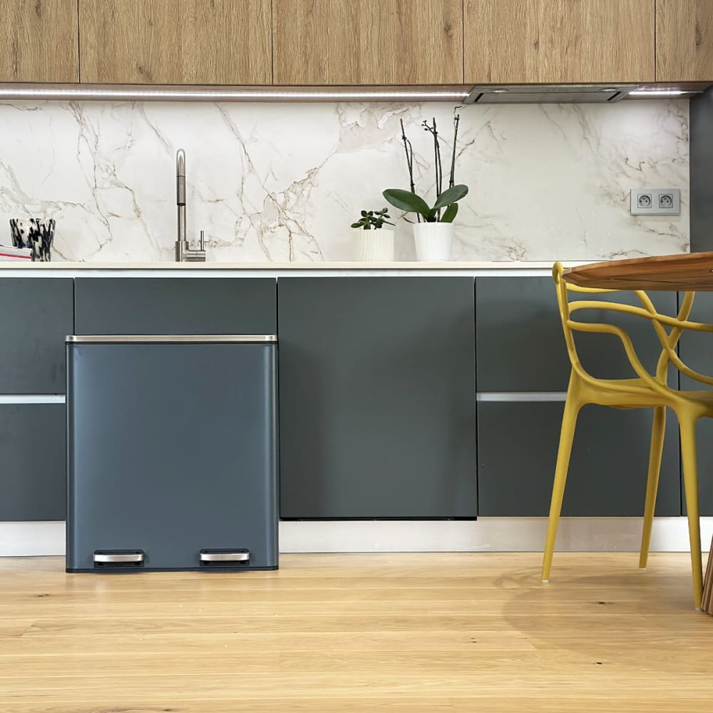Cubo de basura de cocina de reciclaje gris 60l - Maisons du Monde