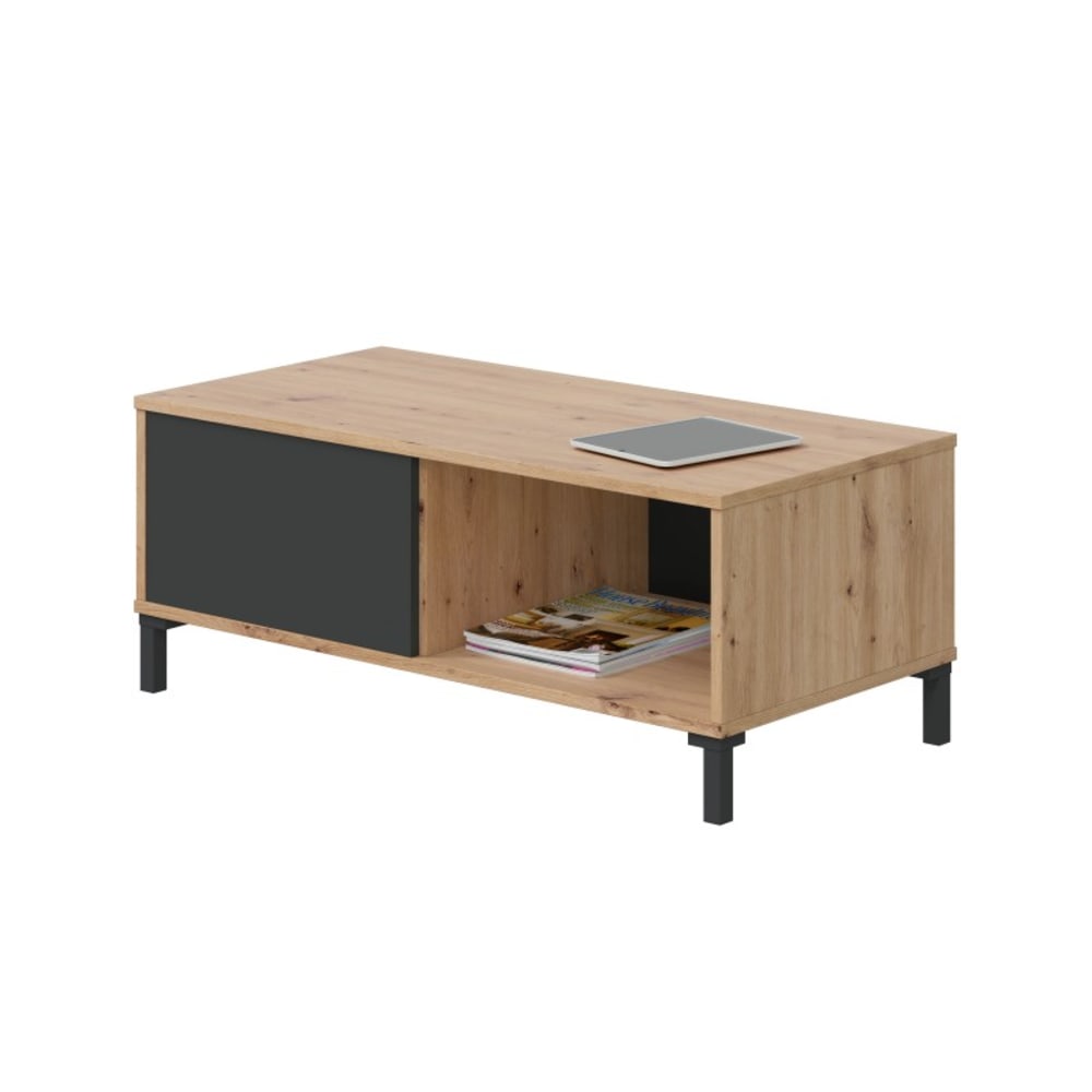 Fores Couchtisch mit 2 Aufbewahrungsfachern L100 cm - Eichendekor und Grau style modern Grau Holz