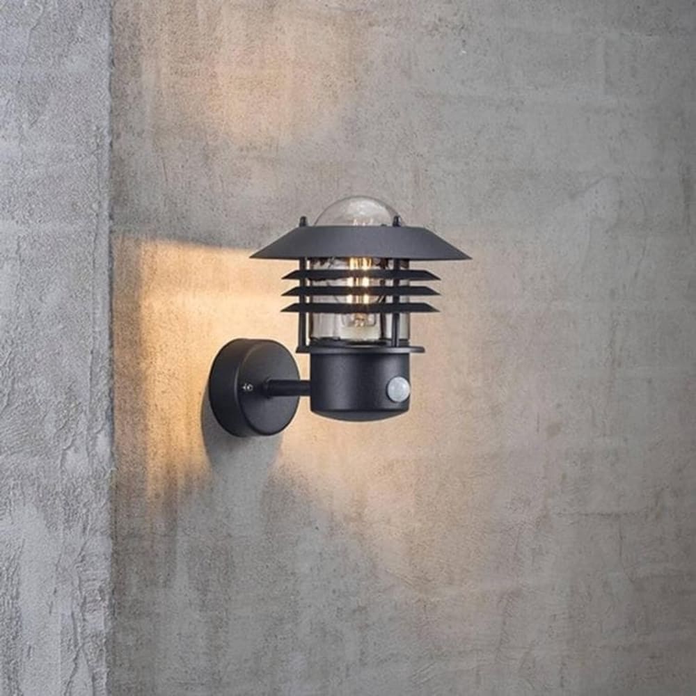 Applique d'extérieur détecteur acier inoxydable h23cm noir