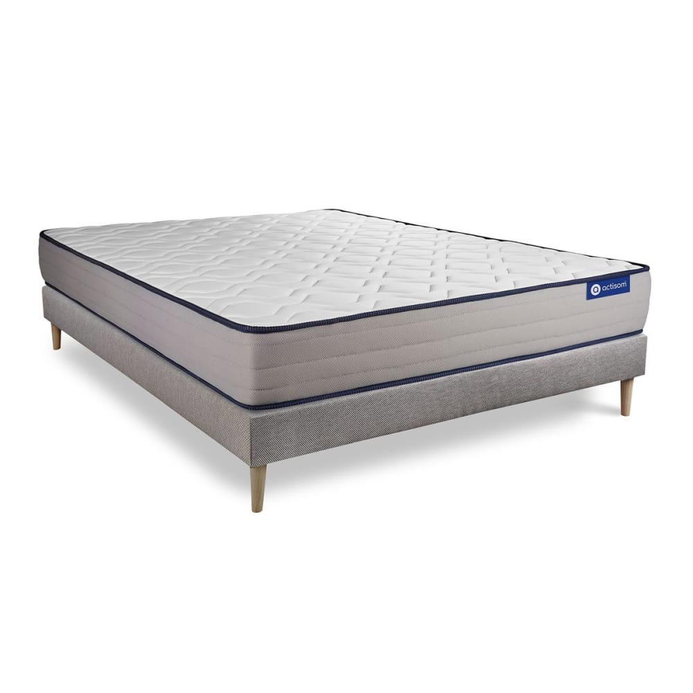 Ensemble 140x190 Matelas Mémoire de forme Sommier kit Gris