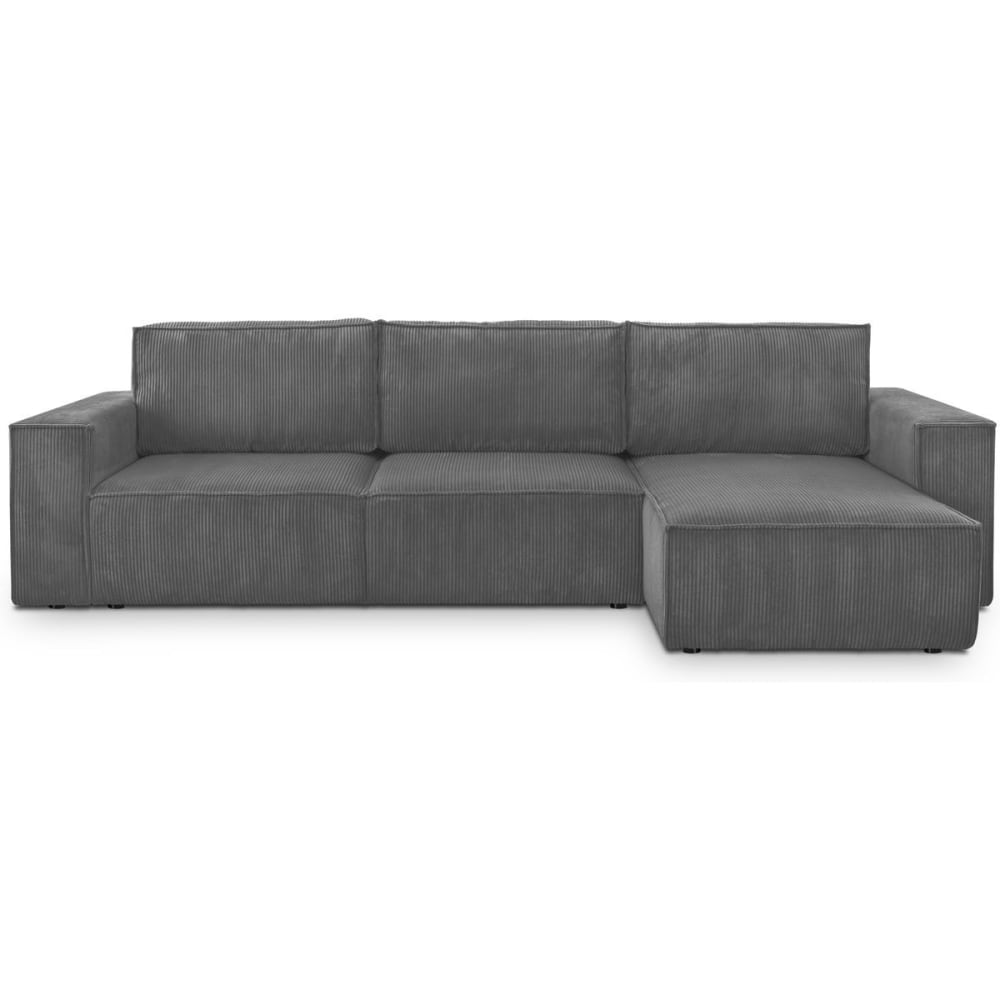 Canapé d'angle 5 places convertible +coffre velours côtelé gris souris