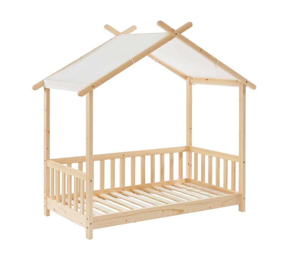 Baita - Lit tente  pin massif sommier inclus 70x140 bois clair