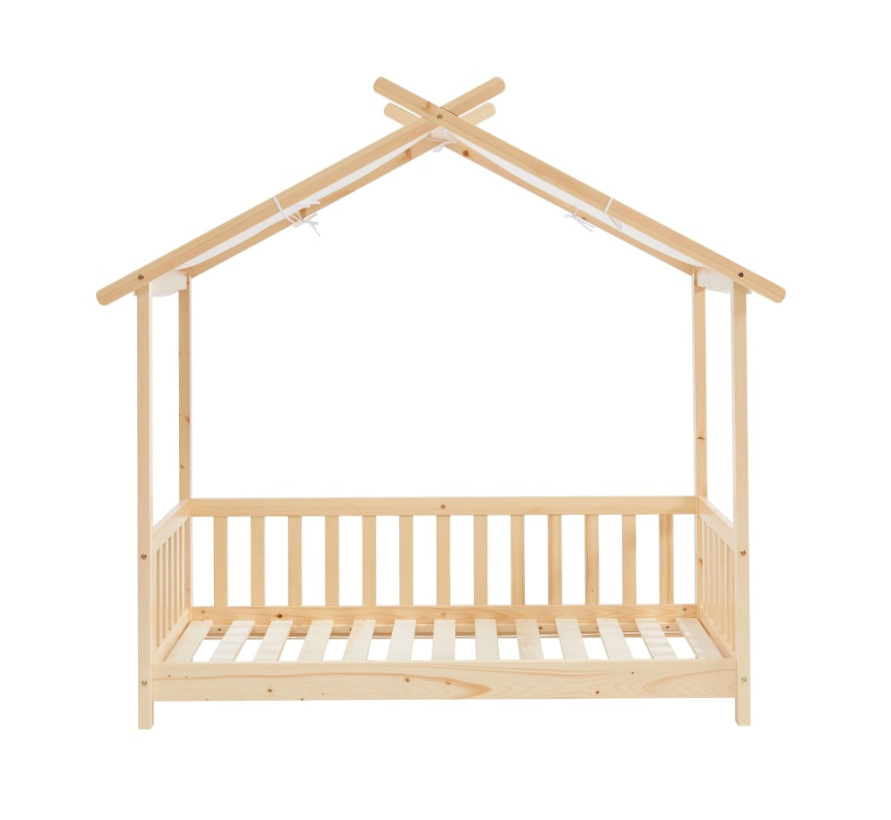 Lit tente  pin massif sommier inclus 70x140 bois clair (Baita) - Image 2