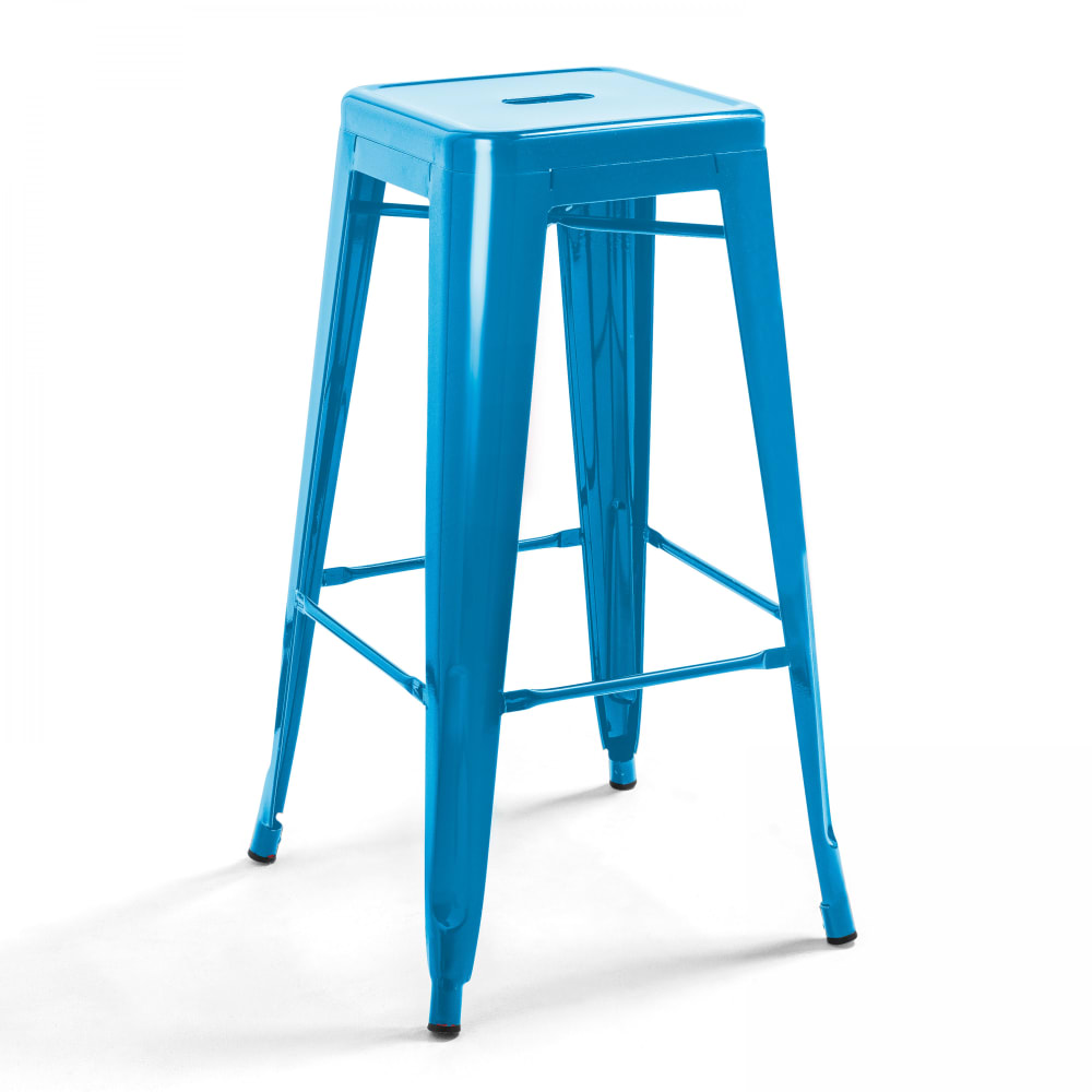 Lot de 4 tabourets de bar acier bleu brillant - Maisons du Monde