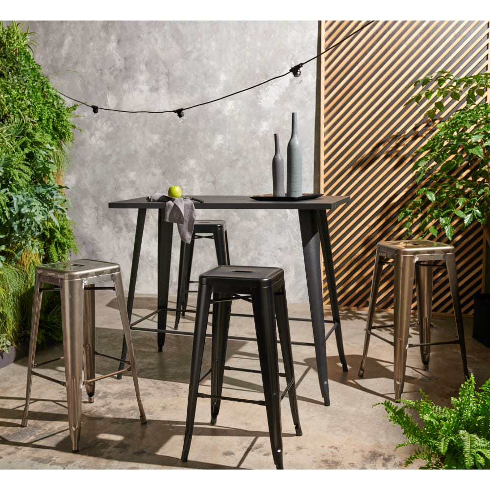 Lot de 4 tabourets de bar en acier noir mat - Maisons du Monde