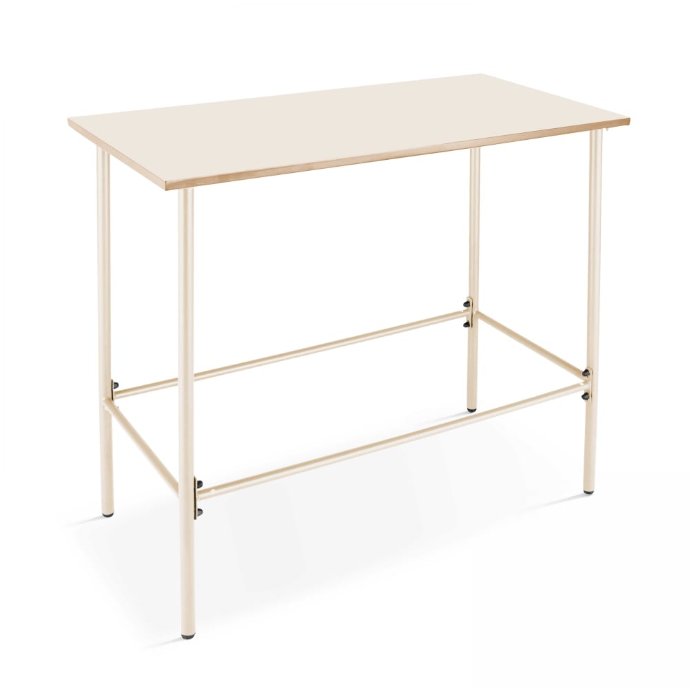 Ensemble table haute de jardin et 6 chaises en métal ivoire