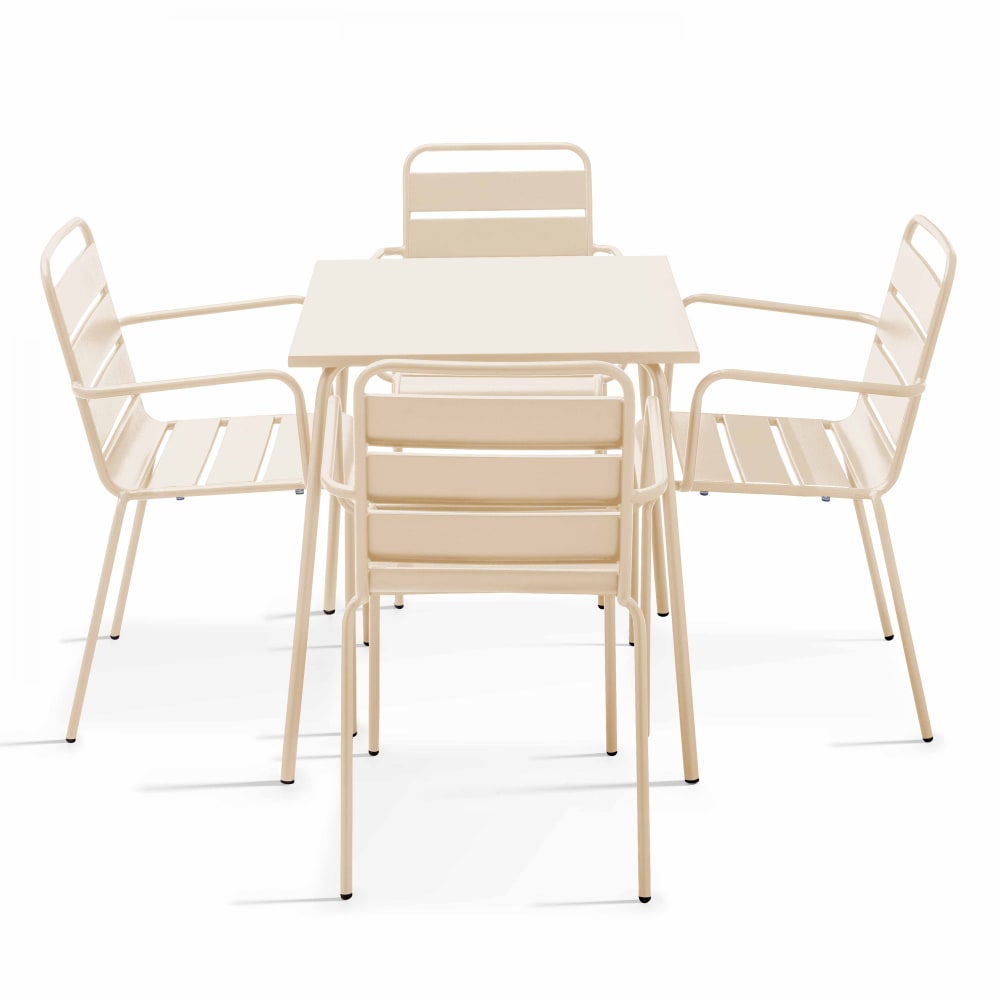 ensemble table de jardin - ivoire