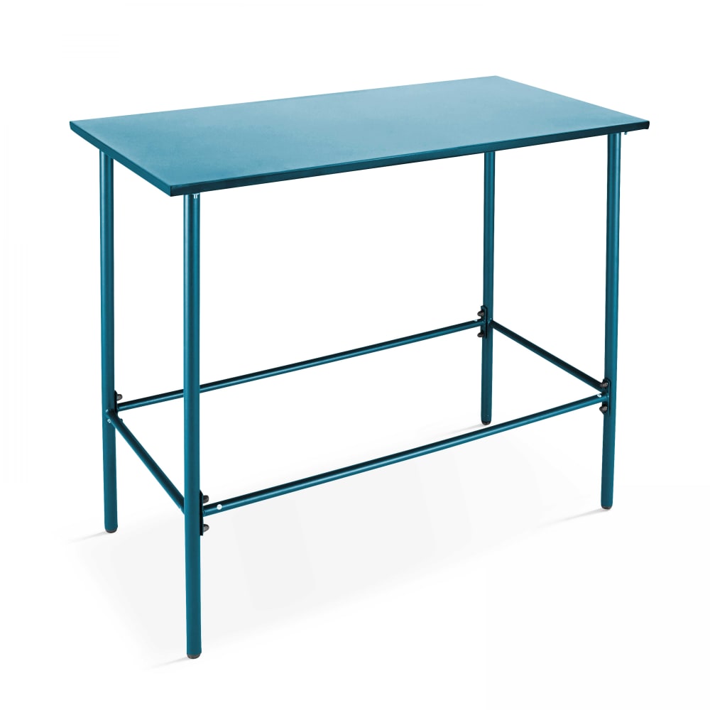 Ensemble table haute et 4 chaises de bar en métal bleu pacific