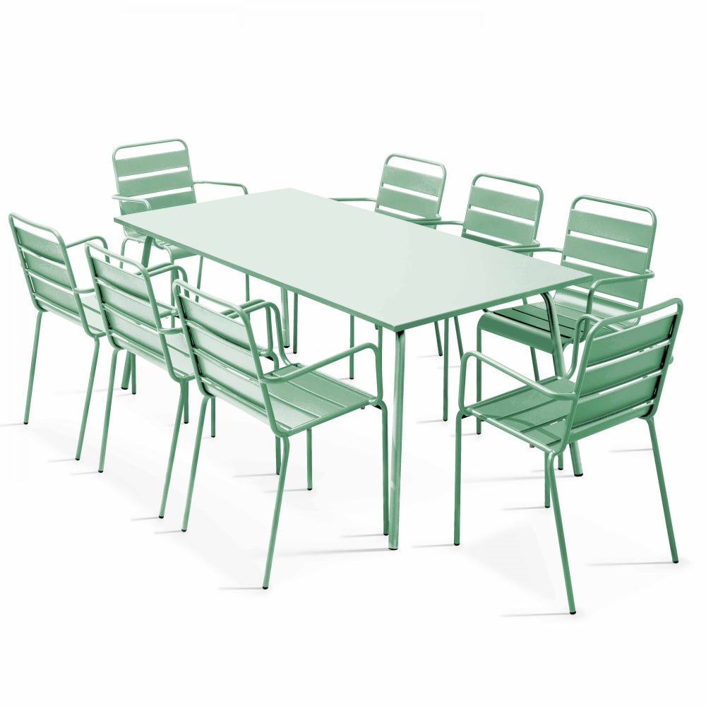 Ensemble table de jardin - sauge