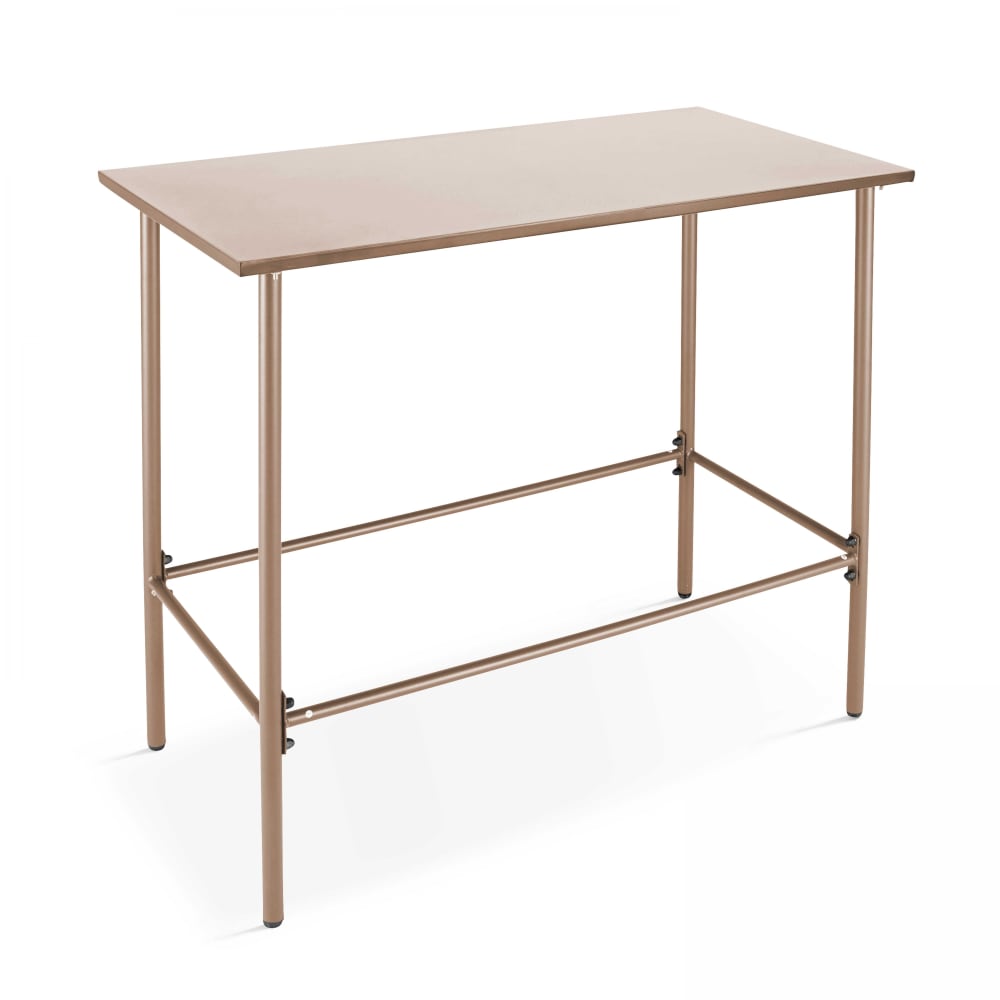 Ensemble table haute de jardin et 6 chaises en métal taupe