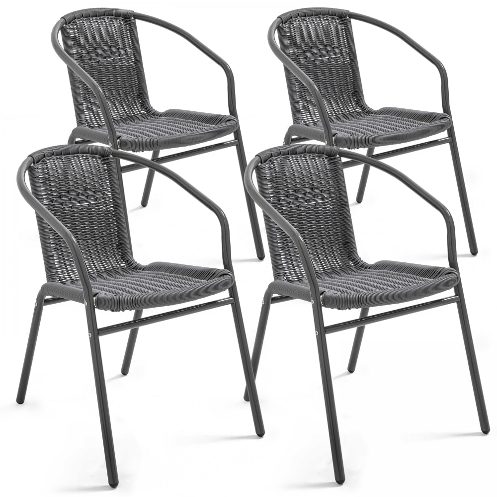 Lot 4 fauteuils de jardin aluminium et résine noir
