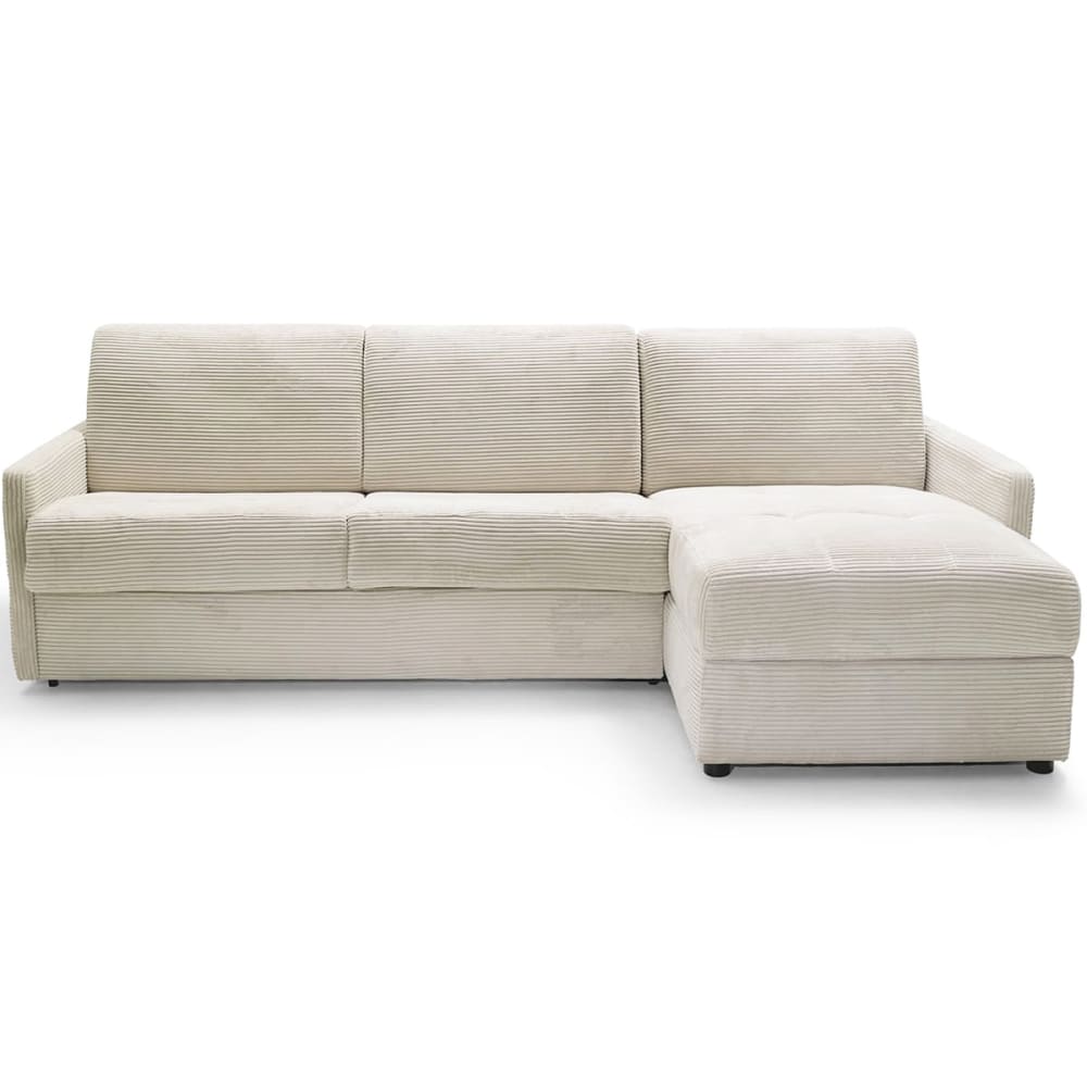 Canapé d'angle réversible convertible 3 places en velours côtelé beige