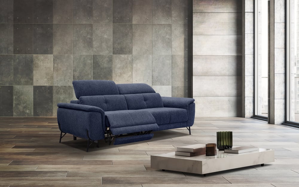 Sofa 3-Sitzer mit 1 Relaxfunktion und verstellbare Kopfstützen,