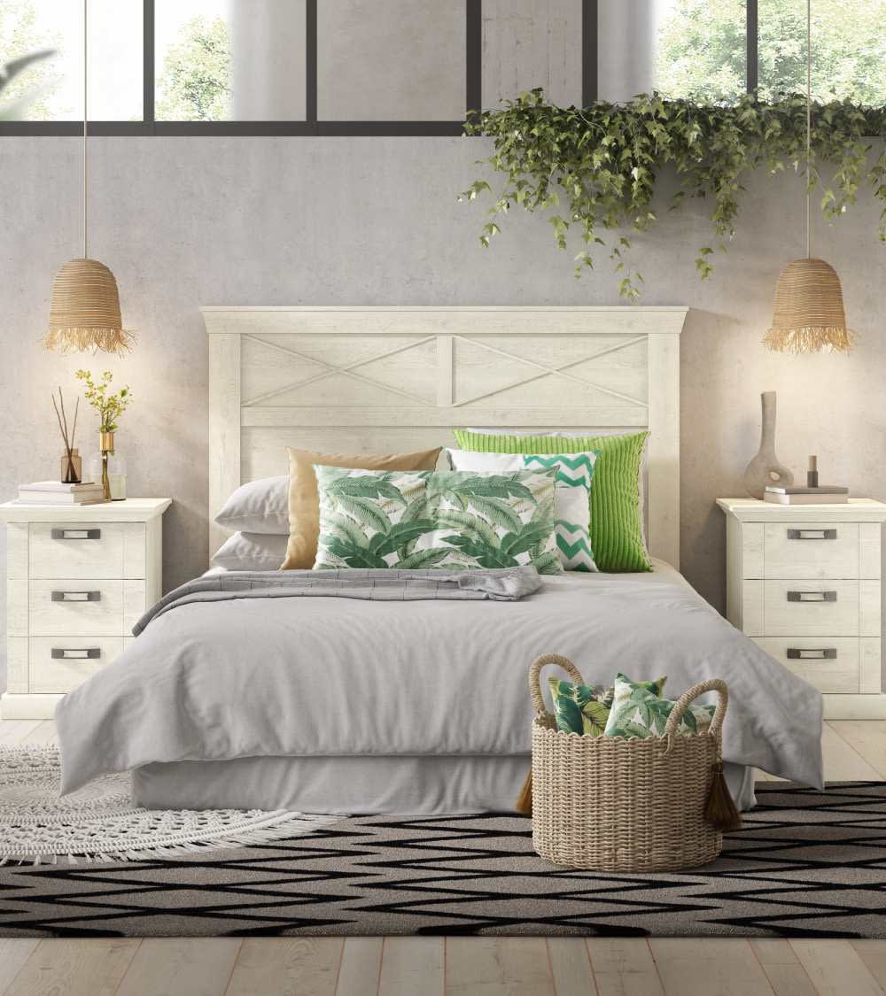 Cabecero de cama 165 cm estilo rústico moderno blanco pino - Maisons du Monde