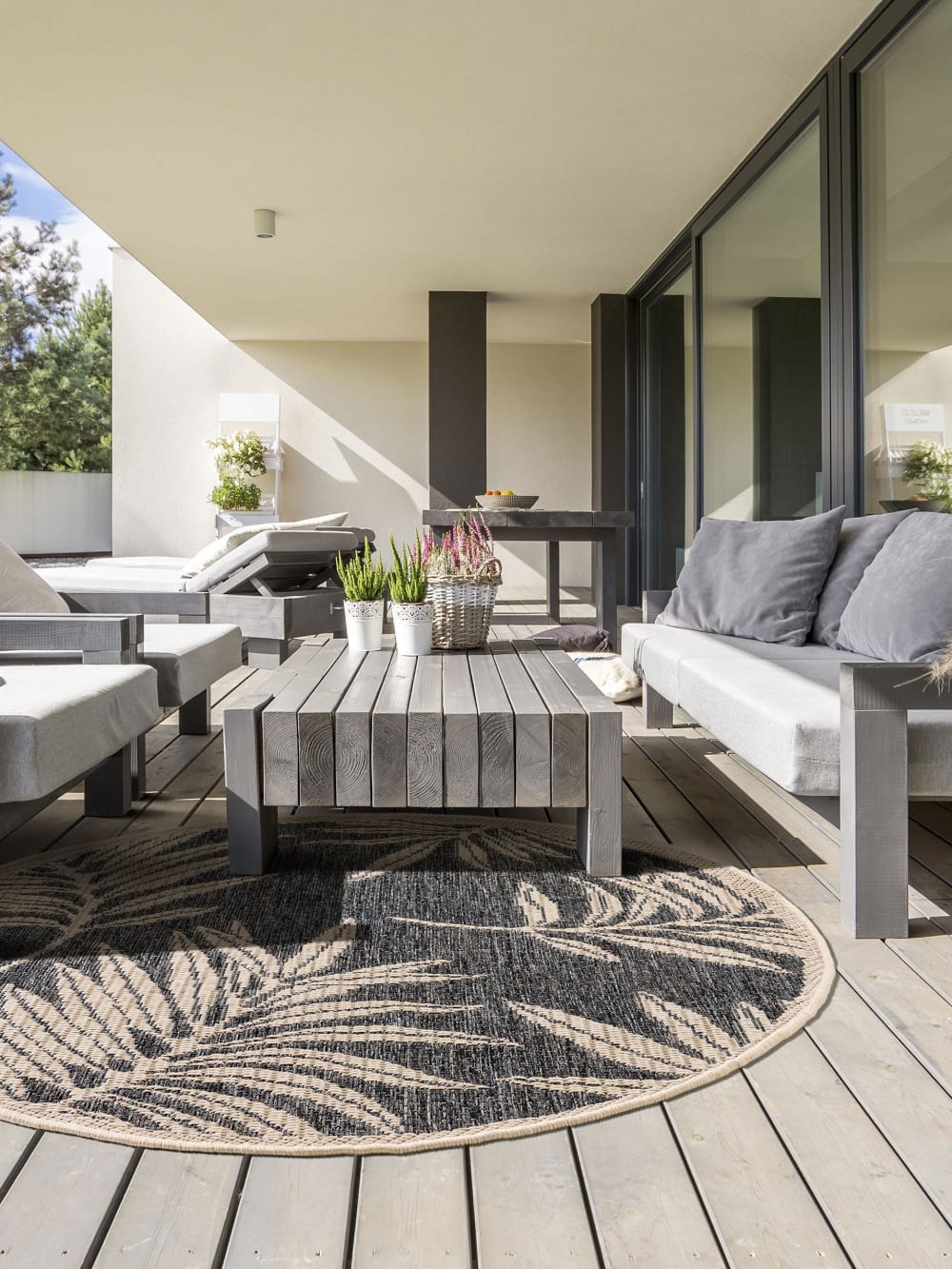 Alfombra de exterior & interior redonda azul ø 130 redondo - Maisons du Monde
