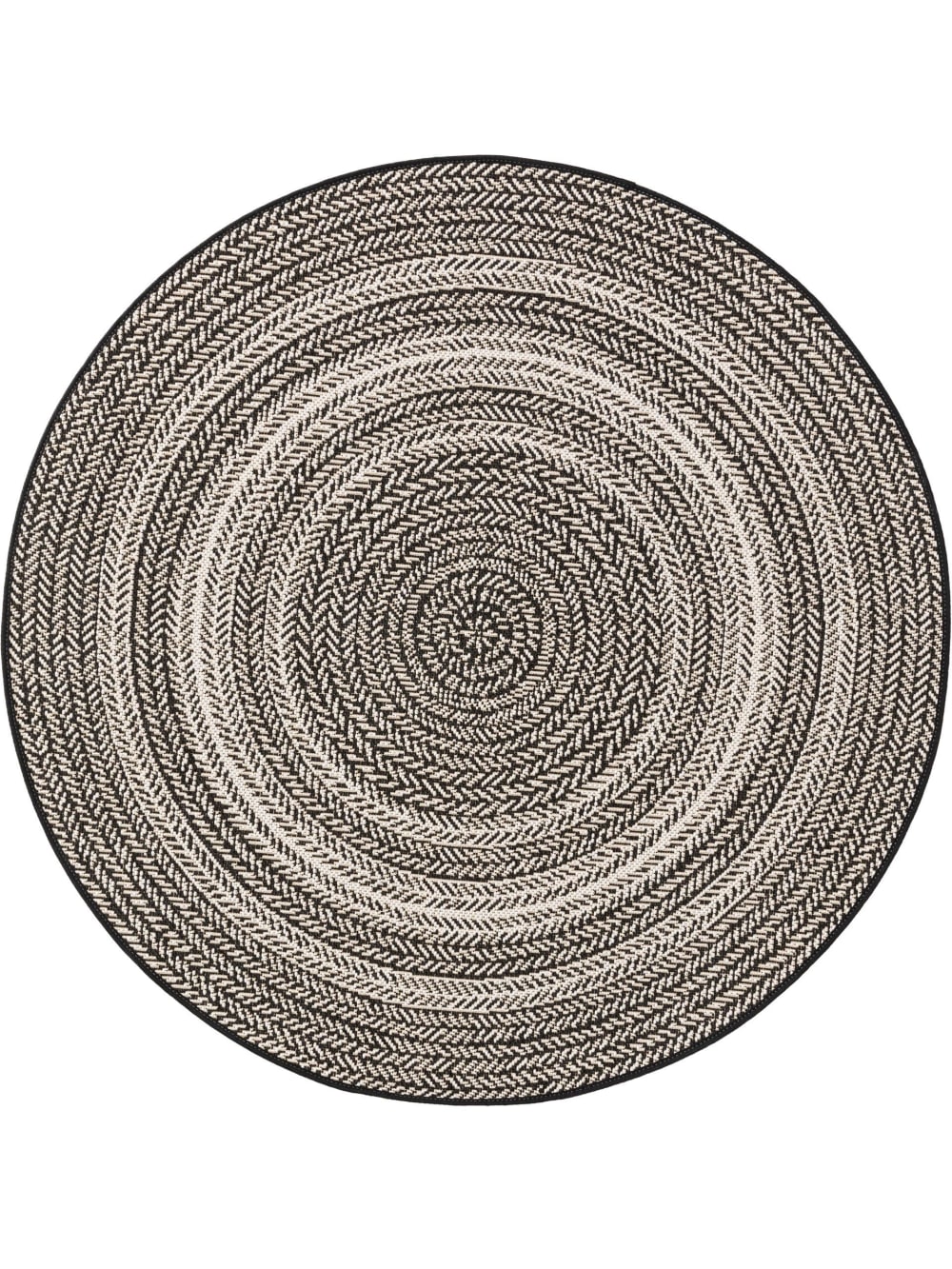 Tapis d'extérieur & intérieur rond noir & blanc D 120