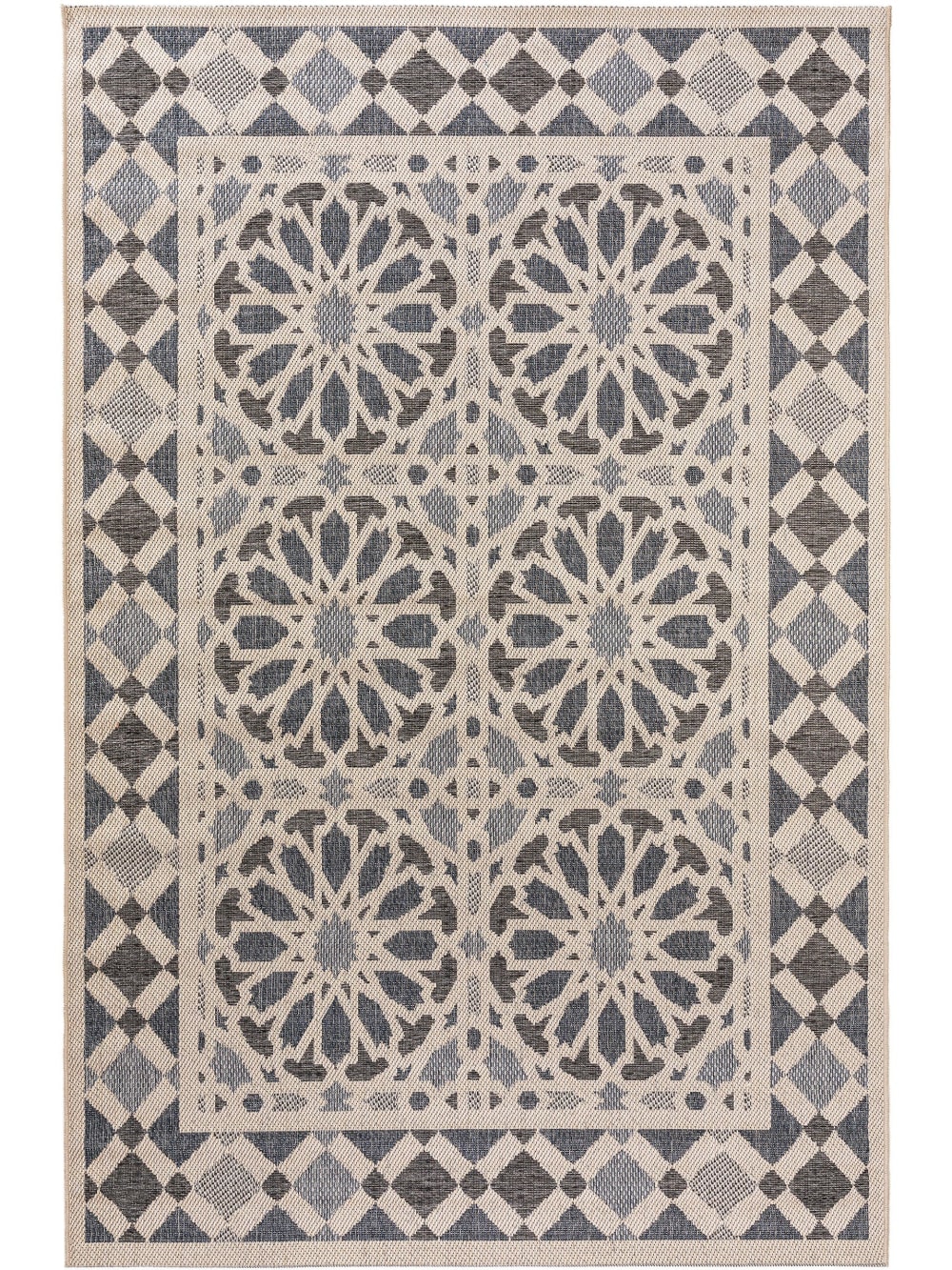 Tapis d'extérieur & intérieur beige/bleu 200x285