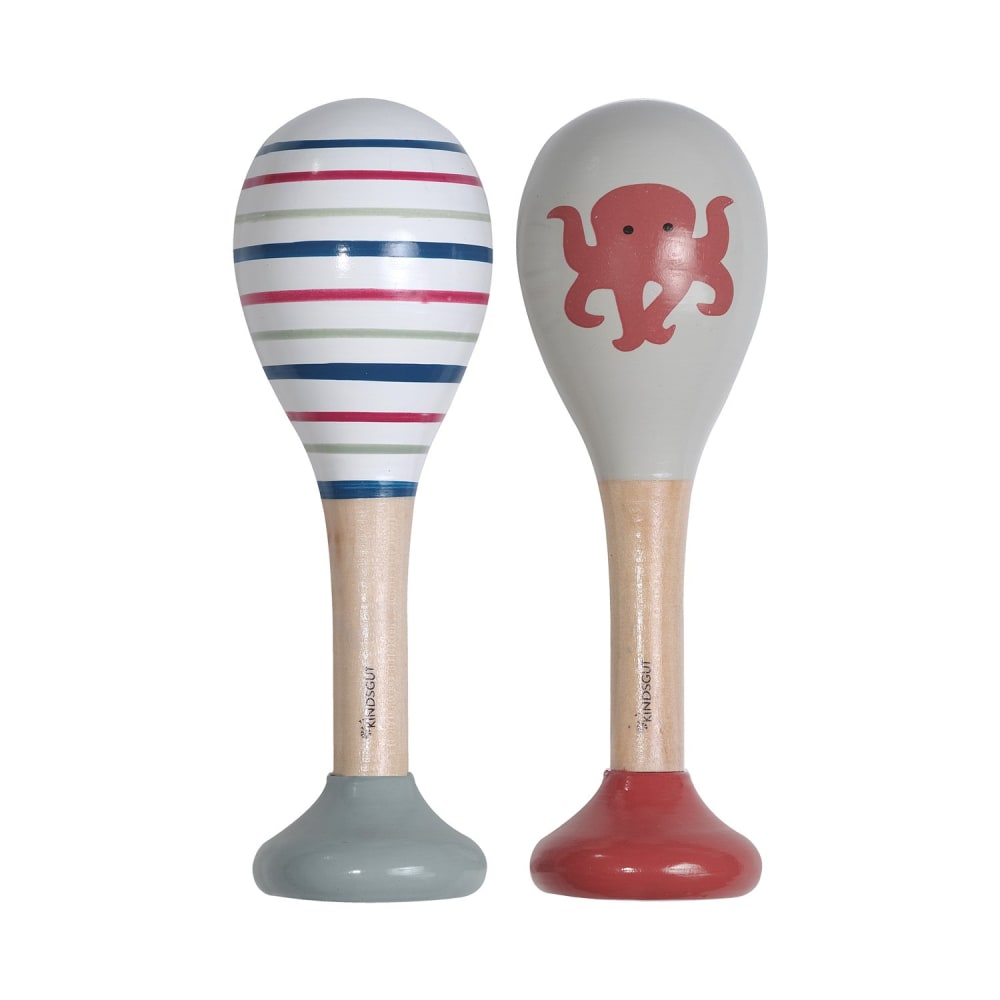 Kindsgut Rasseln Oktopus und Streifen ROT HOLZ Baby