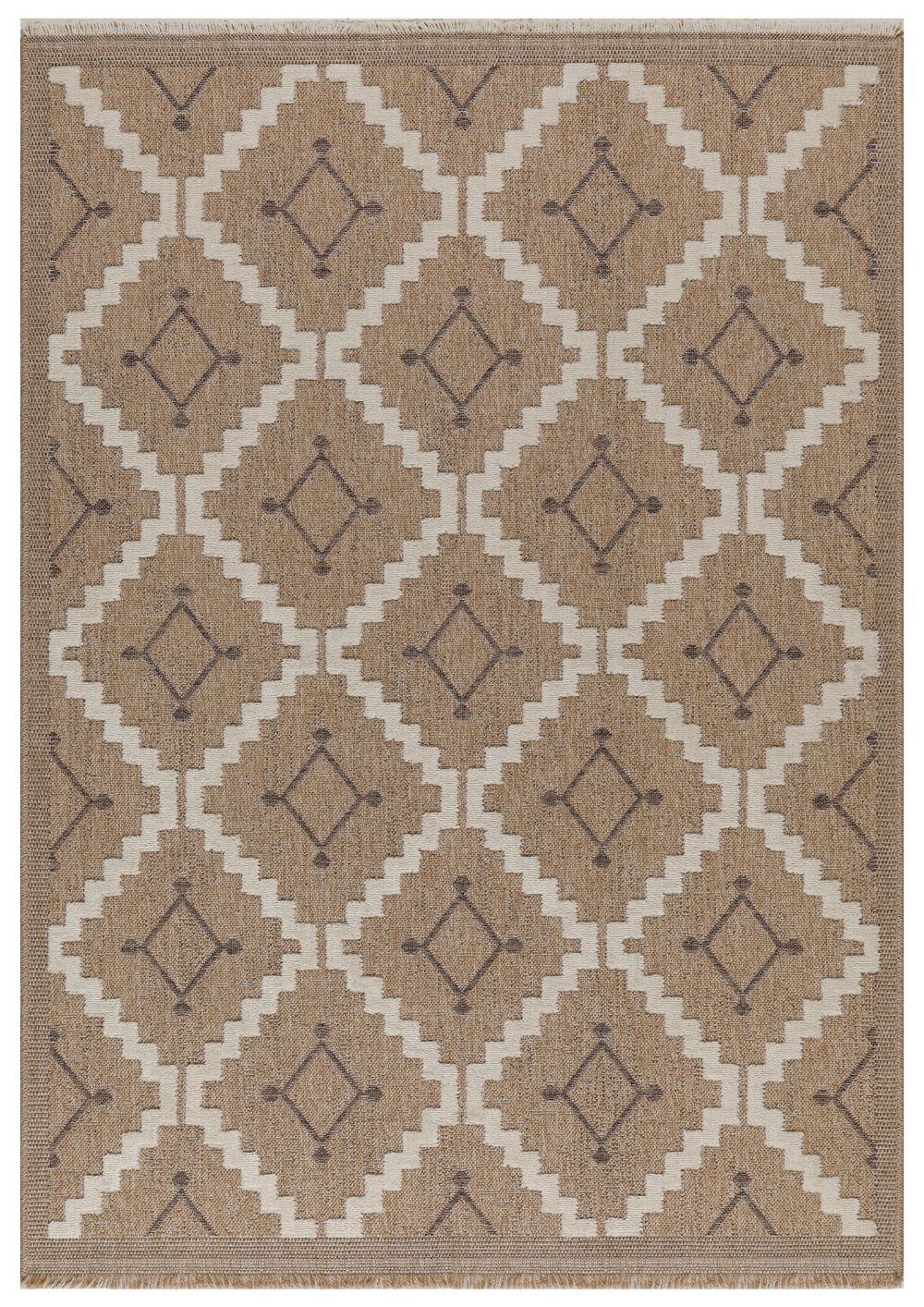 Tapis intérieur et extérieur aspect jute géométrique marron-120x170