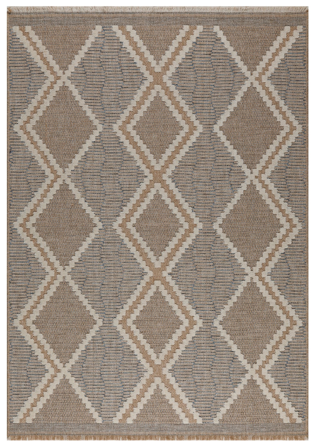 Tapis intérieur et extérieur aspect jute scandinave bleu -120x170