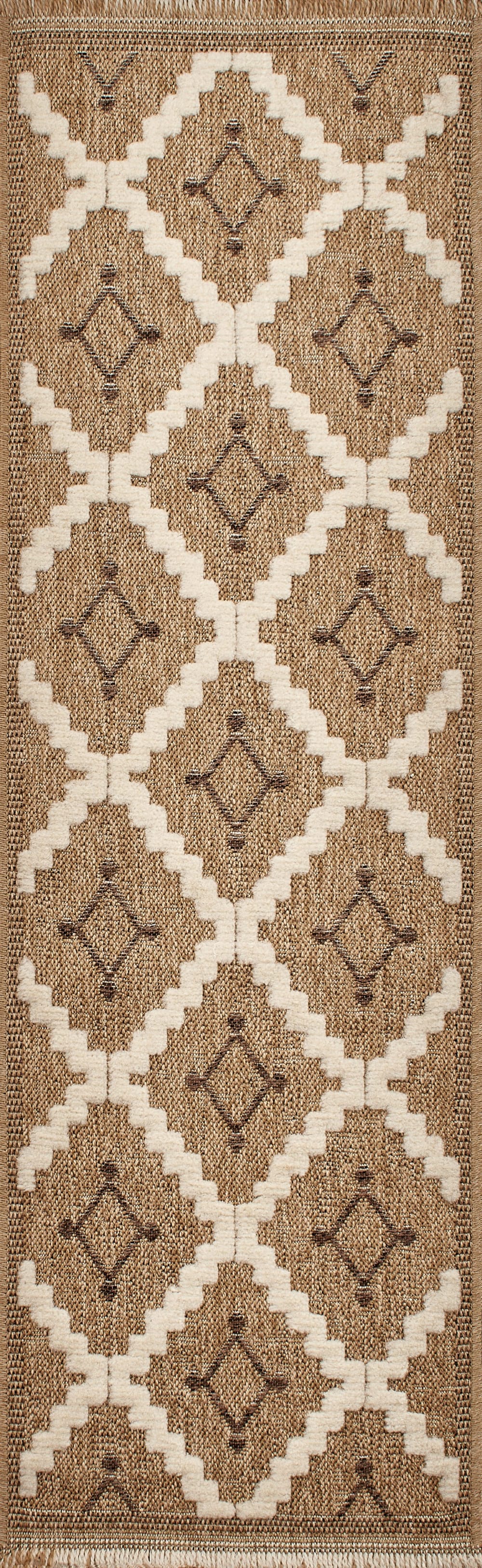 Tapis intérieur et extérieur aspect jute géométrique marron-60x90