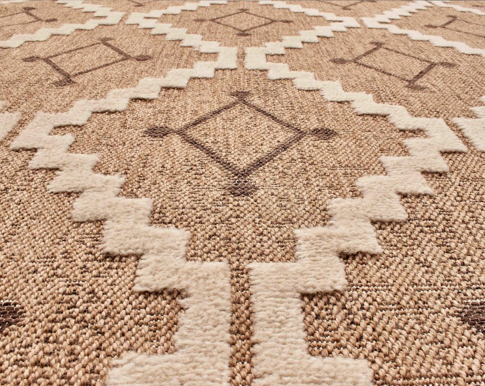 Tapis intérieur et extérieur aspect jute géométrique marron-60x90 — vue 4