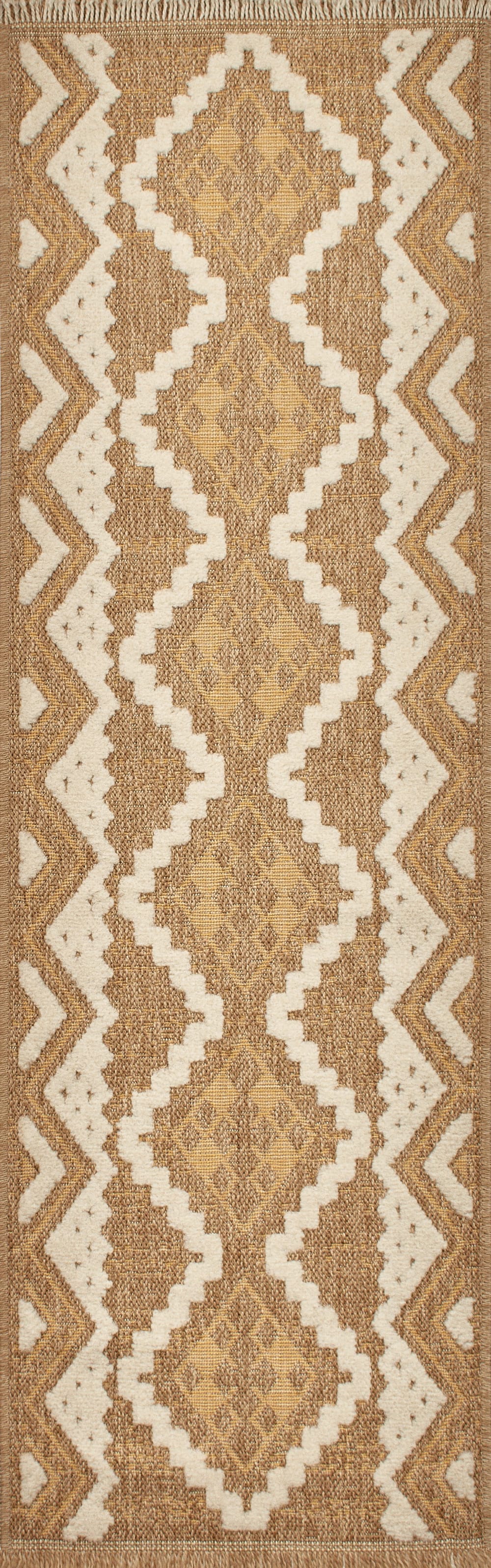 Tapis intérieur et extérieur aspect jute ethnique jaune - 60x90