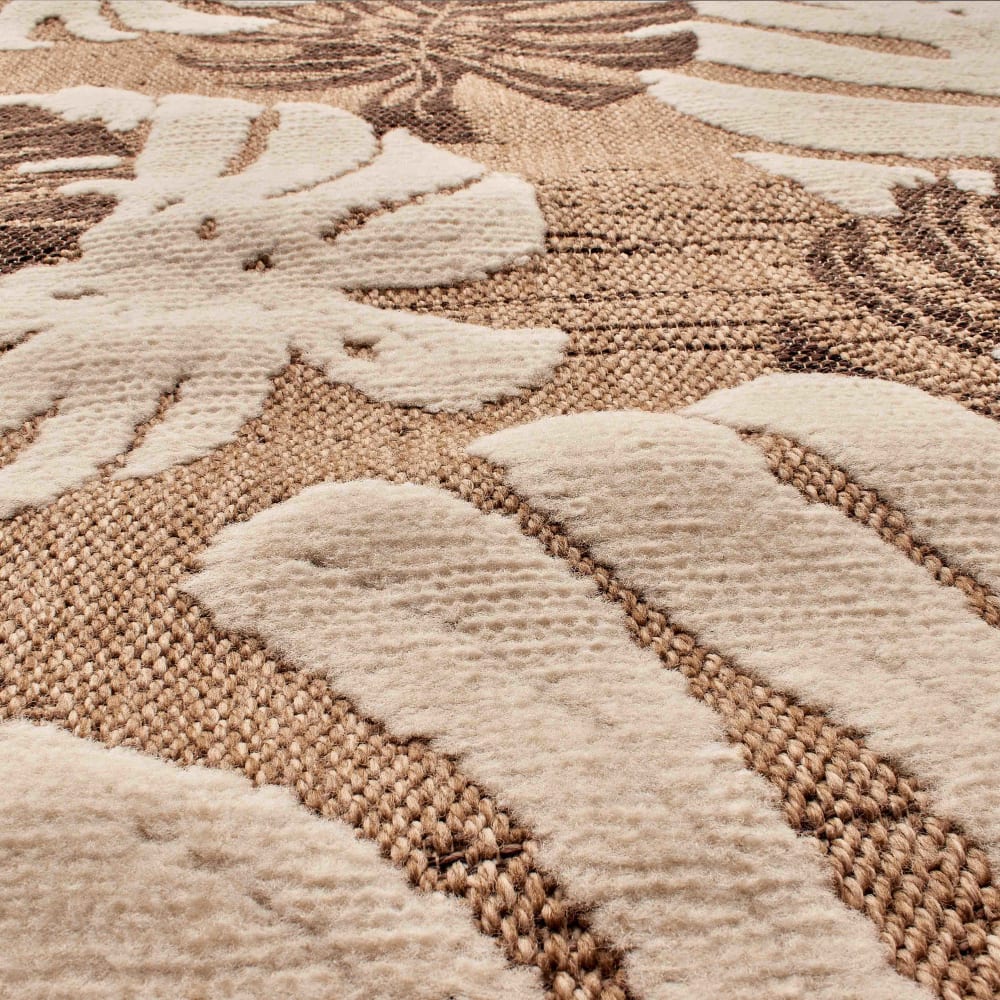Tapis intérieur et extérieur aspect jute feuille marron - 60x90 — vue 4