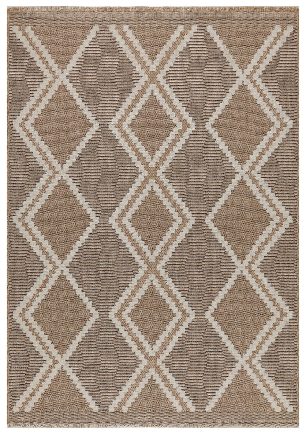 Tapis intérieur et extérieur aspect jute scandinave marron-120x170