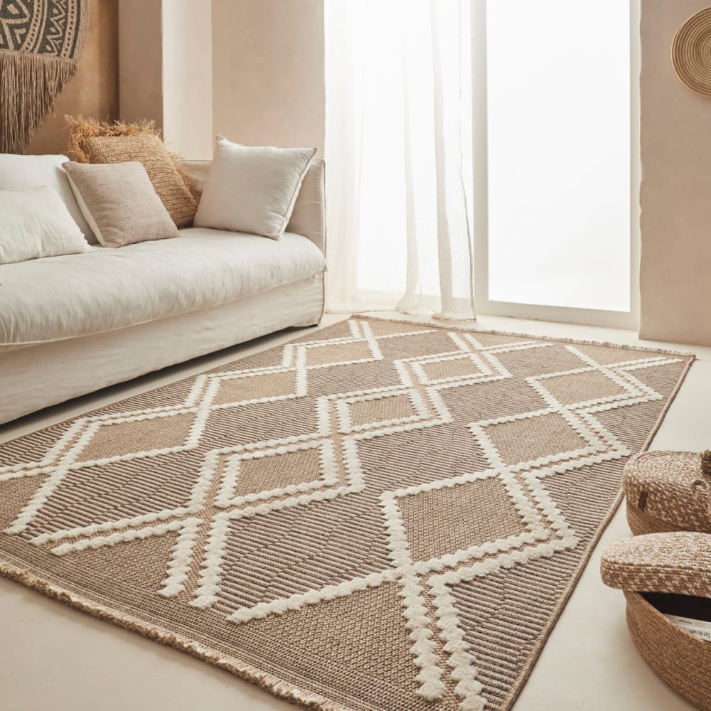 Tapis intérieur et extérieur aspect jute scandinave marron-160x230 — vue 3
