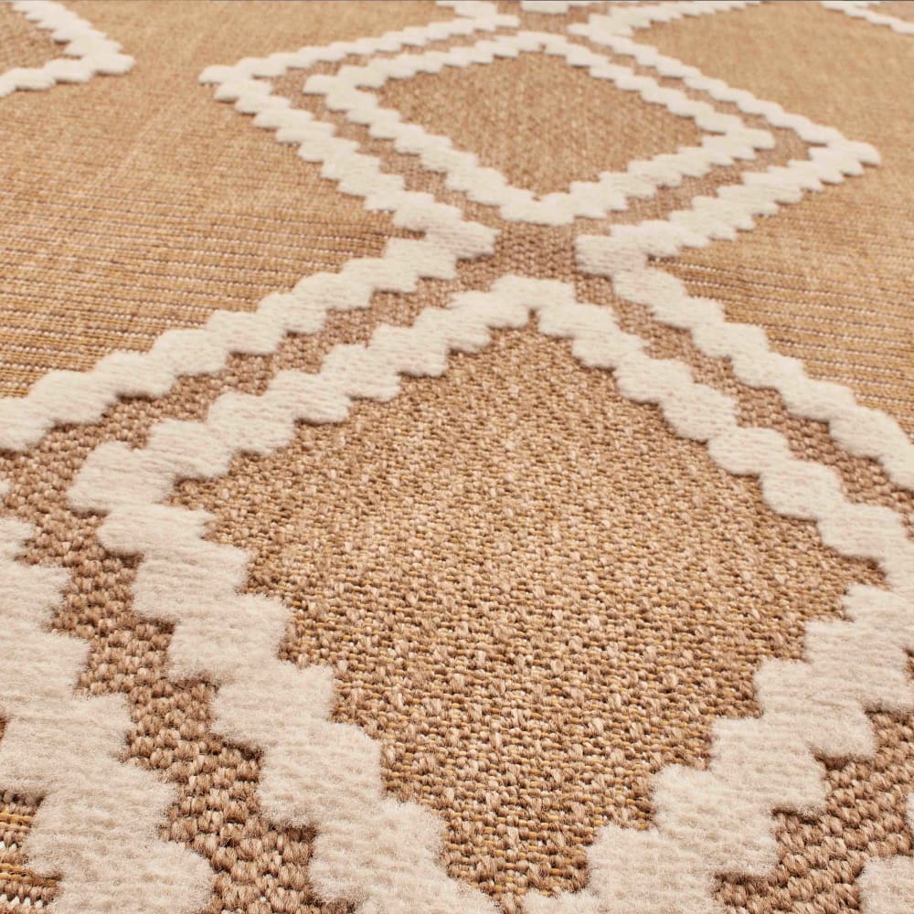 Tapis intérieur et extérieur aspect jute scandinave jaune -120x170 — vue 4