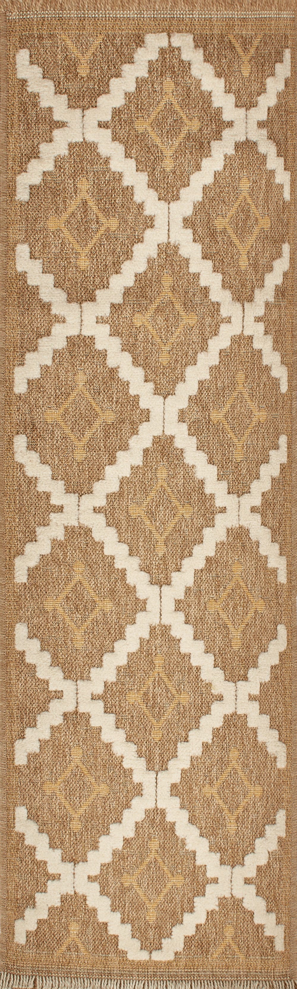Tapis intérieur et extérieur aspect jute géométrique jaune - 60x90