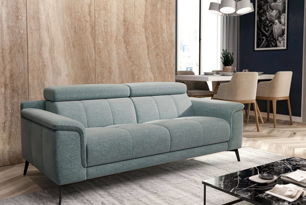 Canapé 3 places avec appuie-tête réglables, bleu - Maisons du Monde