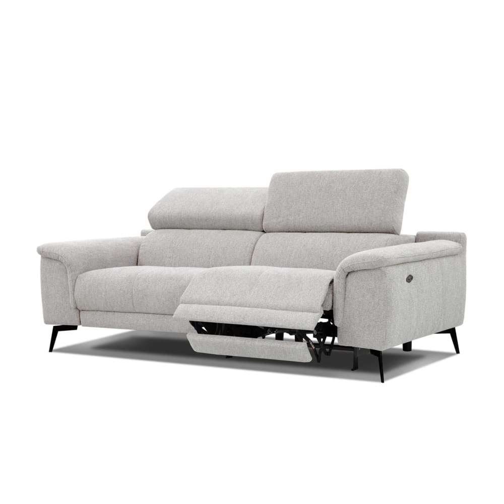 Canapé 3 places avec 1 fonction relax et appuie-tête réglables, crème - Maisons du Monde