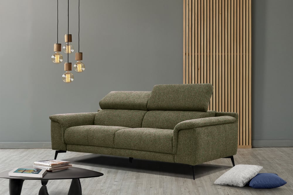 Sofa 3-Sitzer mit verstellbare Kopfstützen, grün - Maisons Du