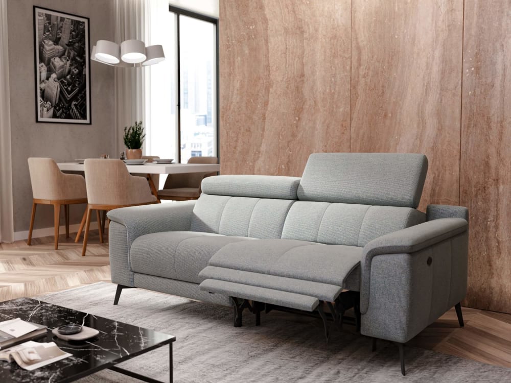 Sofa 3-Sitzer mit 1 Relaxfunktion und verstellbare Kopfstützen,